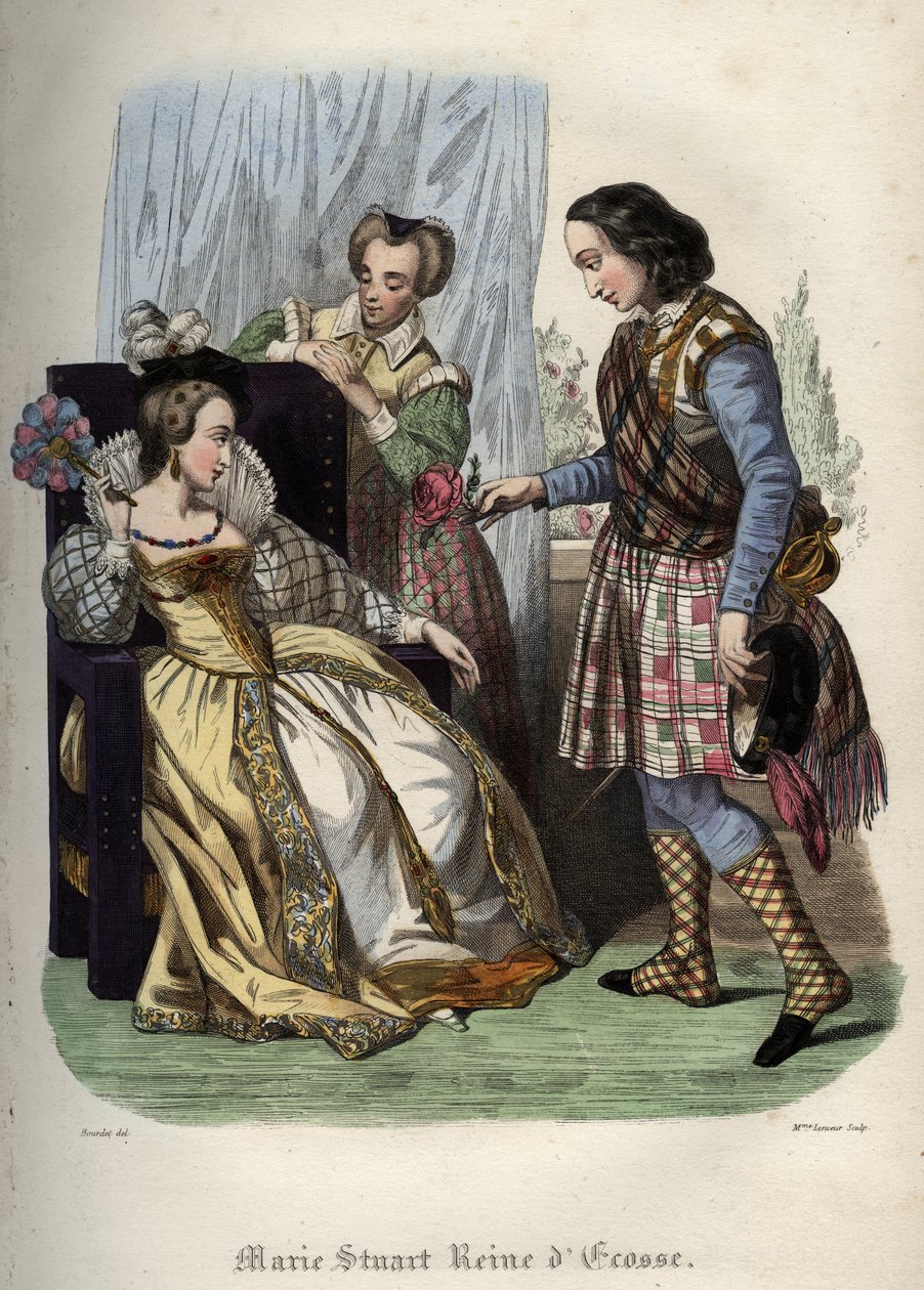 Mary, Queen of Scotland (Mary I of Scotland) (1542-1587). Engraving from 1842 in 