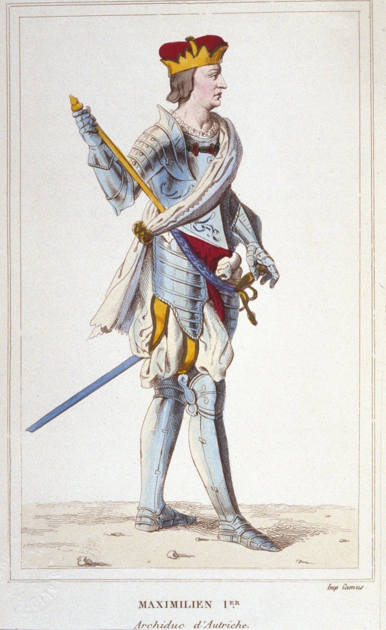 Maximilian I (of Habsburg). Archduke of Austria, King of the Romans and Germanic Emperor (1459 - 1519). Engraving from 1830 by Unknown artist