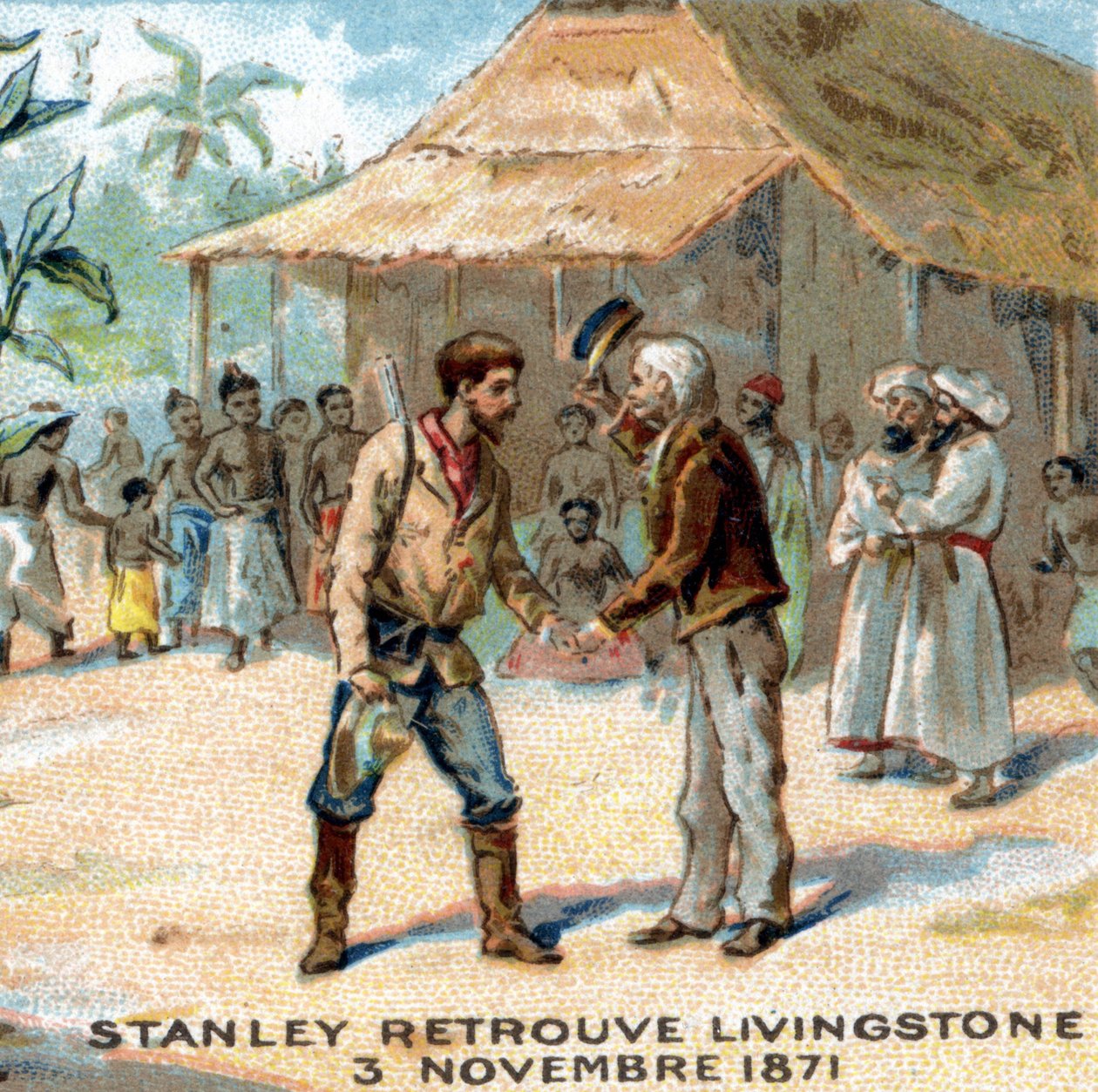 Meeting between Sir Henry Morton Stanley (1841-1904) and David Livingstone (1813-1873) in 1871 by Unknown artist