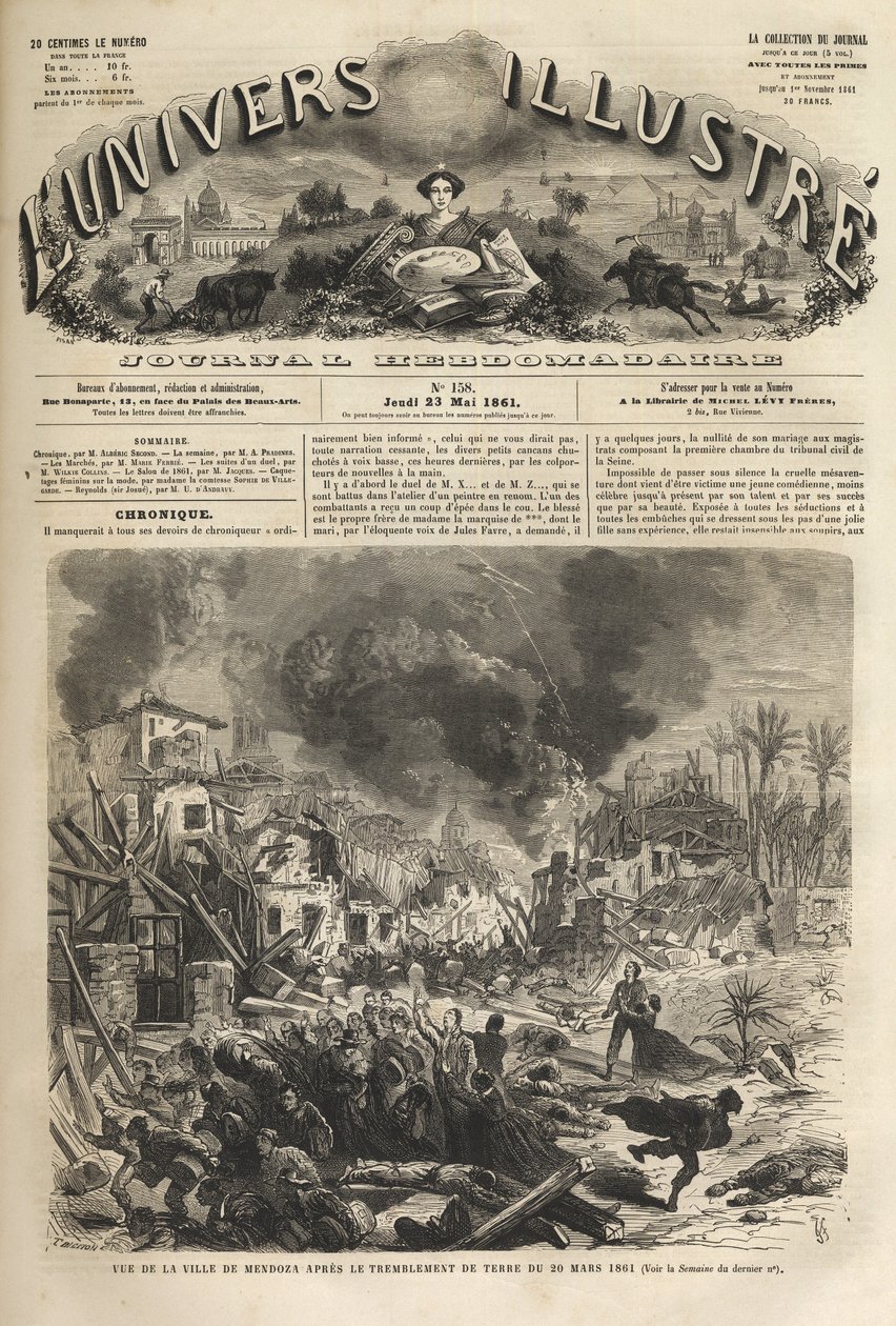 Mendoza, Argentina - Earthquake of 1861 - The Illustrous Universe in 1861 by Unknown artist