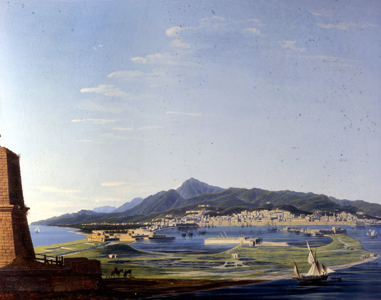 Messina seen from the Strait. Anonymous 19th century painting by Unknown artist