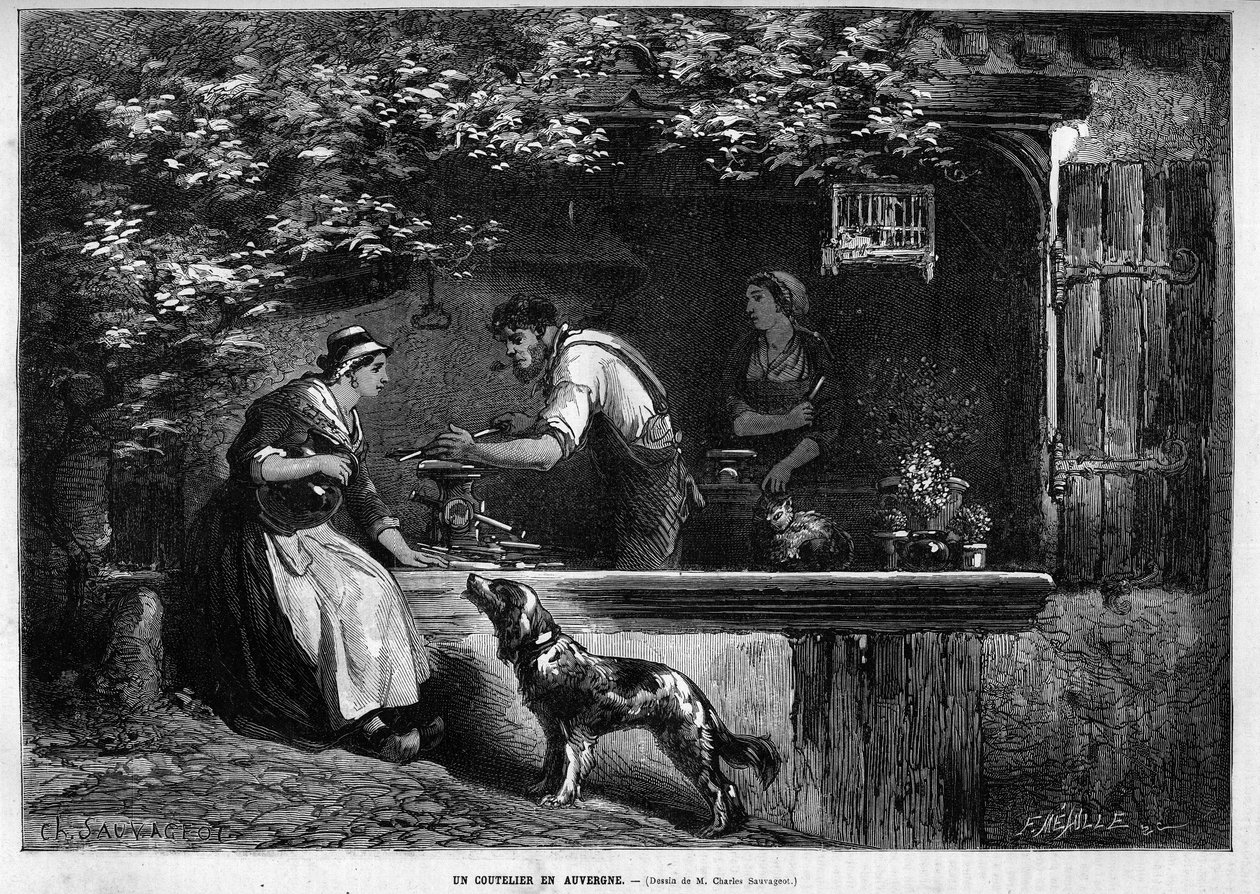 Metier and craftsman: a cutlermaker in Auvergne. In Le Monde Illustre 1883. by Unknown artist