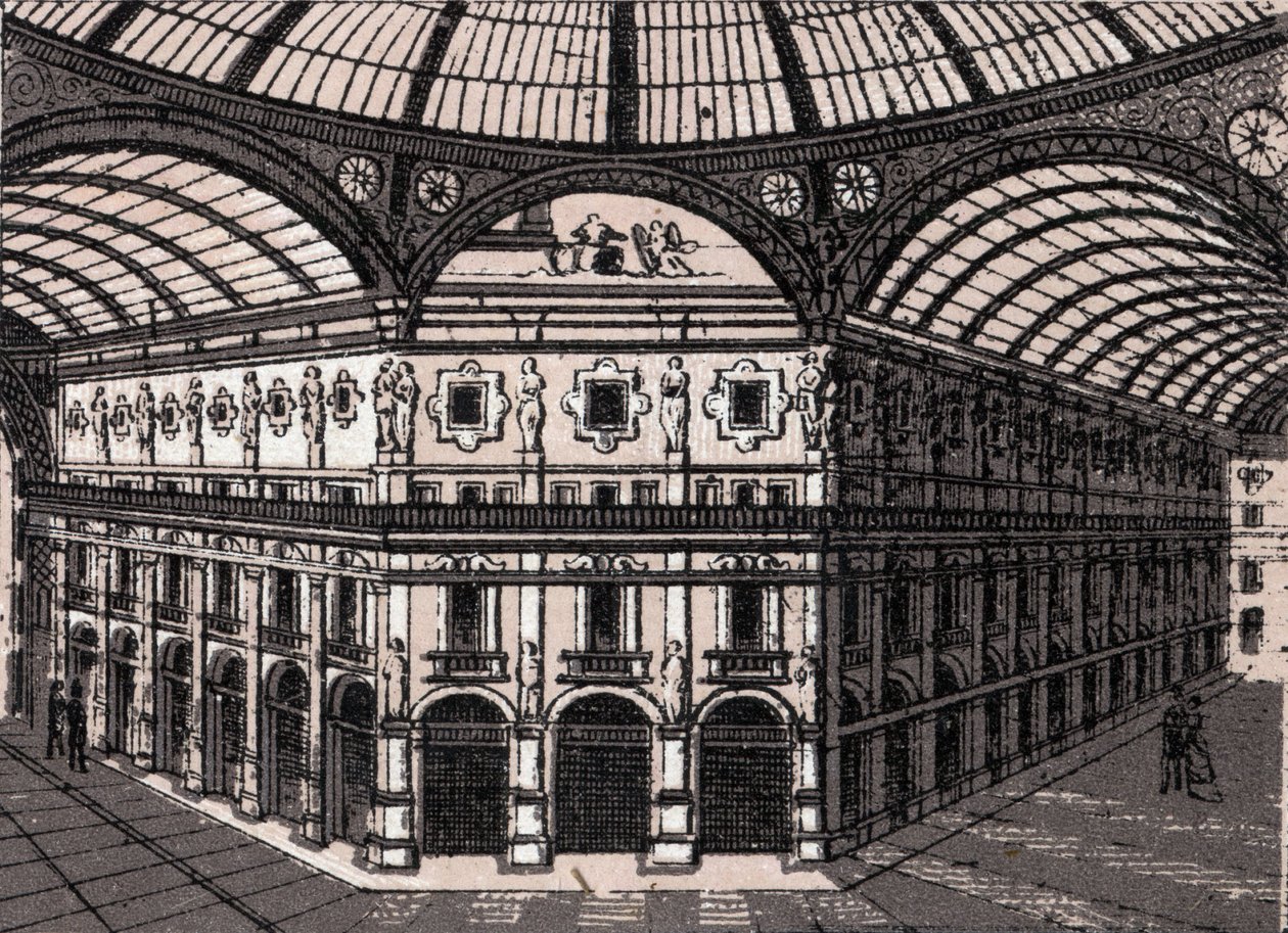 Milan, Italy: View of the Victor Emmanuel Arcade. in “The World Illustrates 168 Views” Undated (late 19th century) by Unknown artist