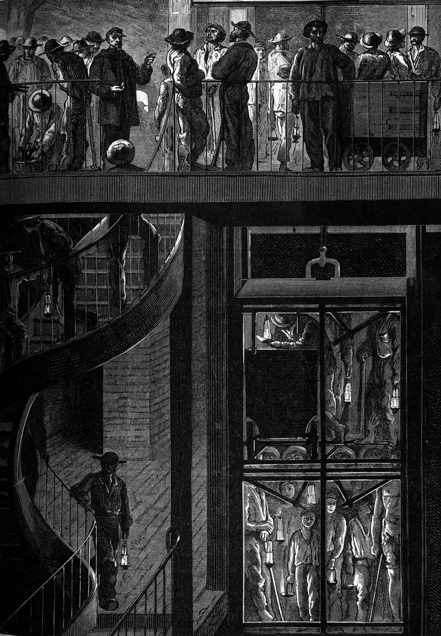 Minors descending into the cage by Unknown artist