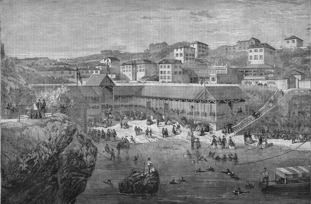 Morning at the sea baths of Biarritz in 1867 by Unknown artist