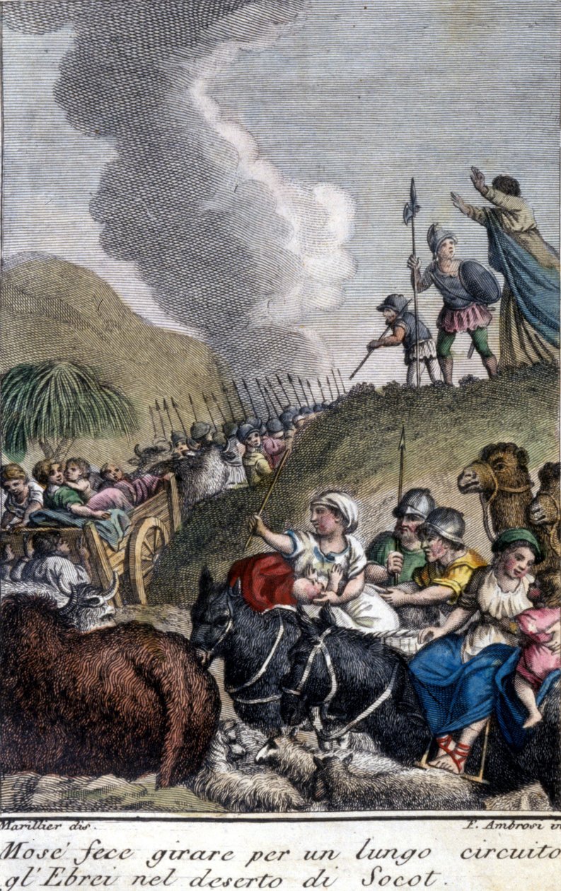 Moses guided the Jewish people in the Socot desert for a long time. by Unknown artist