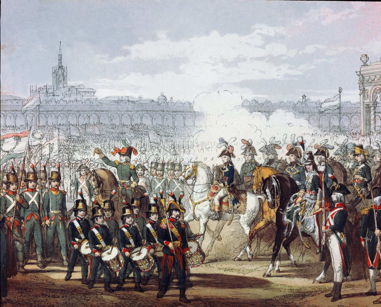 Napoleon Bonaparte (1769-1821) Reviews the Lombard and Cispadan Legion of the Militia on 09/07/1797 by Unknown artist