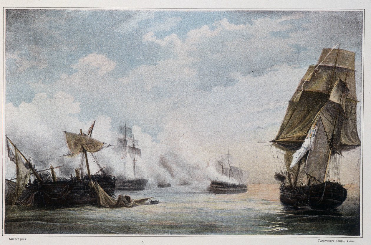 Naval battle between the French ship 