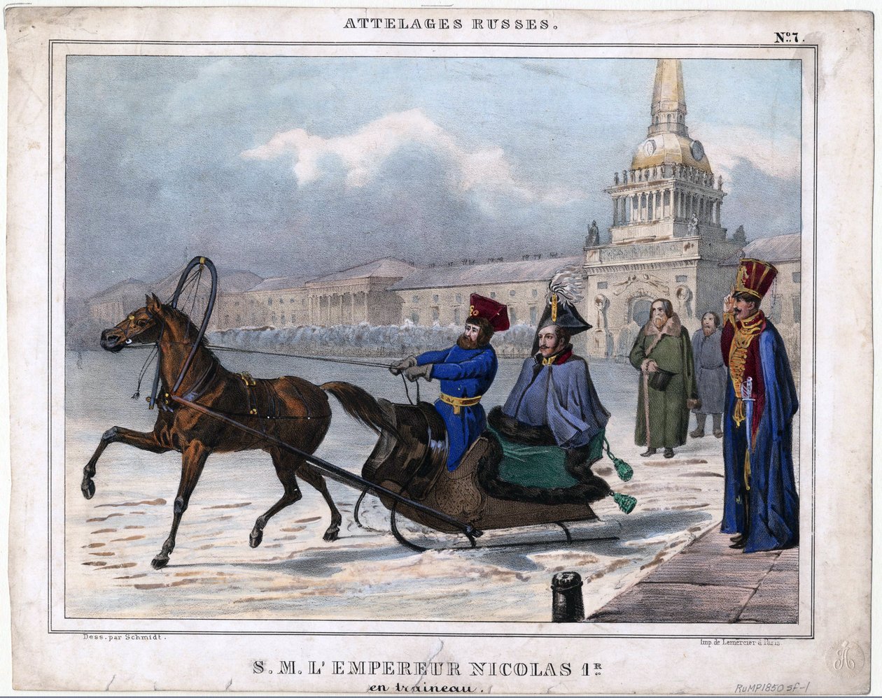 Nicholas I of Russia in a sleigh by Unknown artist