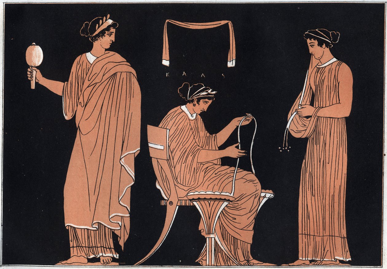 Odyssey by Homer: Penelope and Her Servants - engraving from 