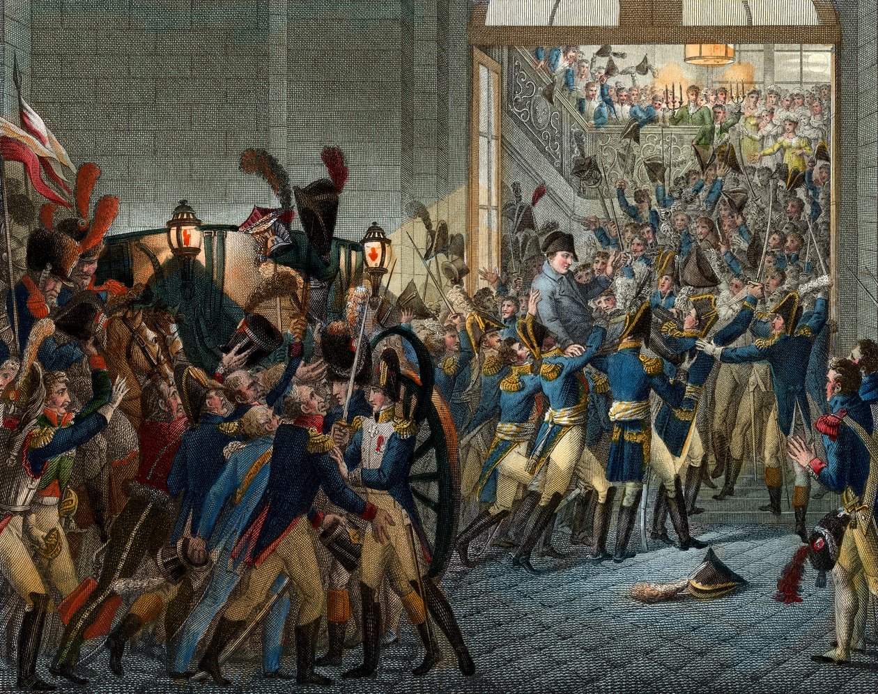 One hundred days: Napoleon Bonaparte returned from his exile on the island of Elba - triumphant entry on 20 March 1815 at the Palais des Tuileries - Engraving 19th century by Unknown artist