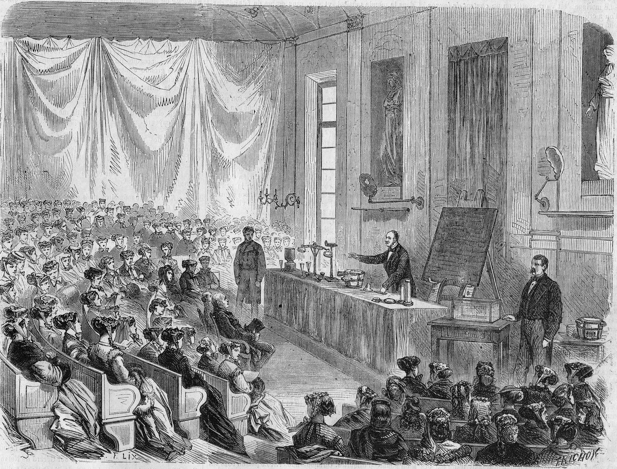 Opening of Courses for Young Girls at the Sorbonne in 1867 (engraving) by Unknown artist