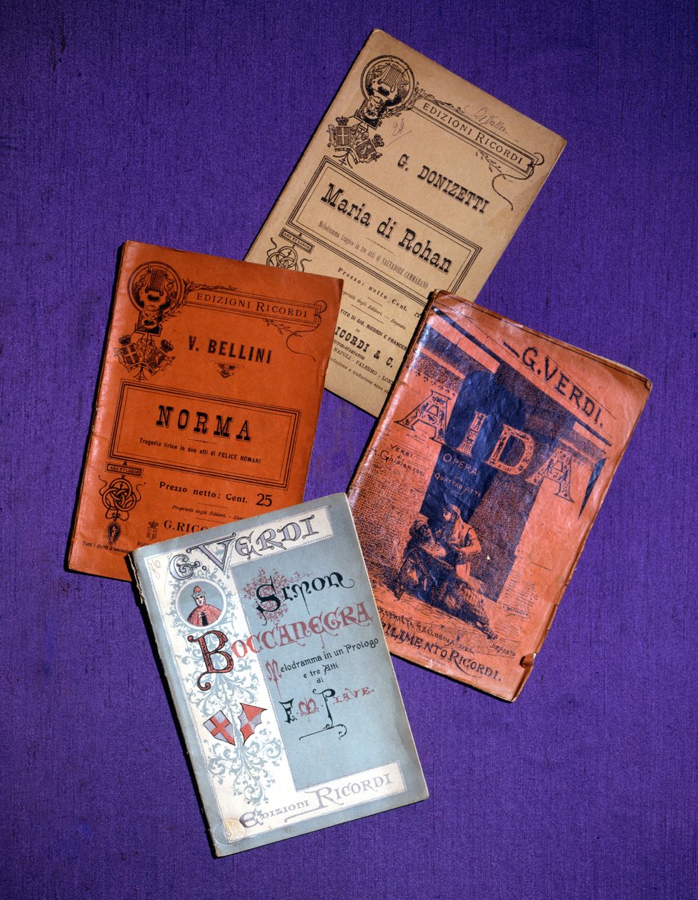 Opera booklets (Giuseppe Verdi, Vincenzo Bellini, Gaetano Donizetti) by Unknown artist