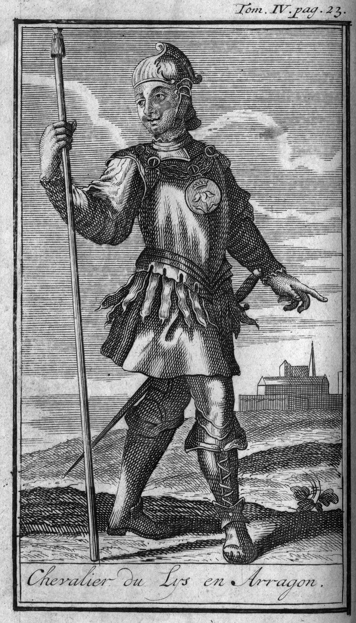 Orders of Chivalry. Knight of the Order of Lily in Aragon in the 15th century In "History of military orders or knights, of the secular and regular militias of both sexes, which have been established so far. Edition taken from Abbe Giustiniani, R.P.Bo" by Unknown artist