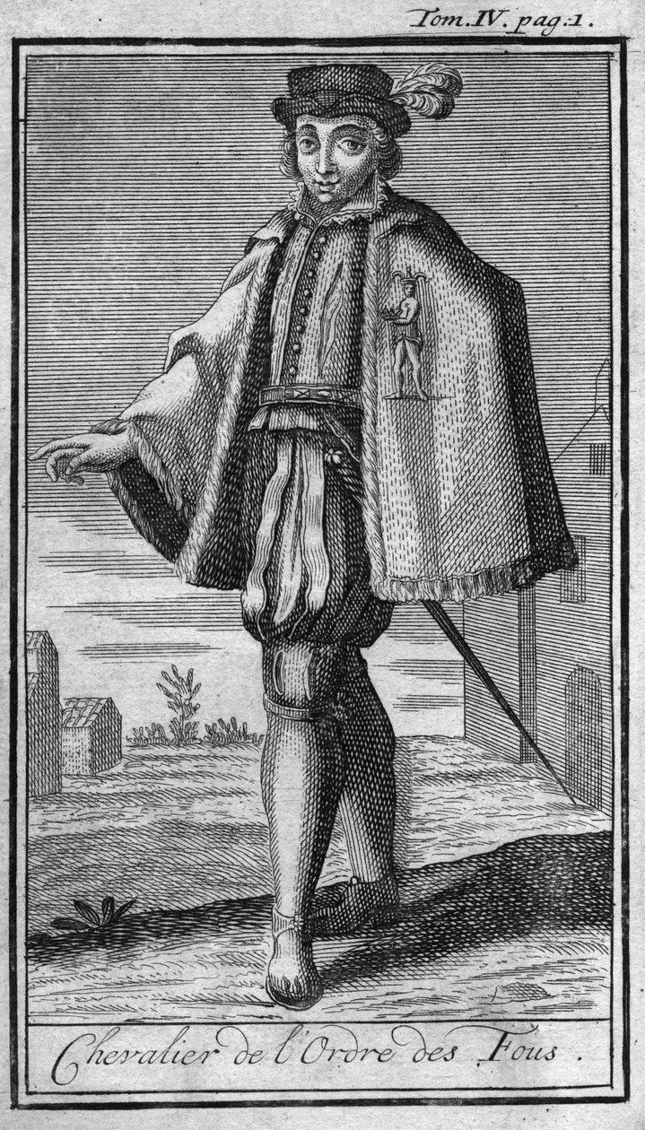 Orders of Chivalry. Knight of the Order of the Fools. In “History of military orders or knights, of the secure and routine militias of both sexes, which have been established so far. Edition taken from Abbe Giustiniani, R.P.Bonani, M. Herman, Schoonebeek by Unknown artist