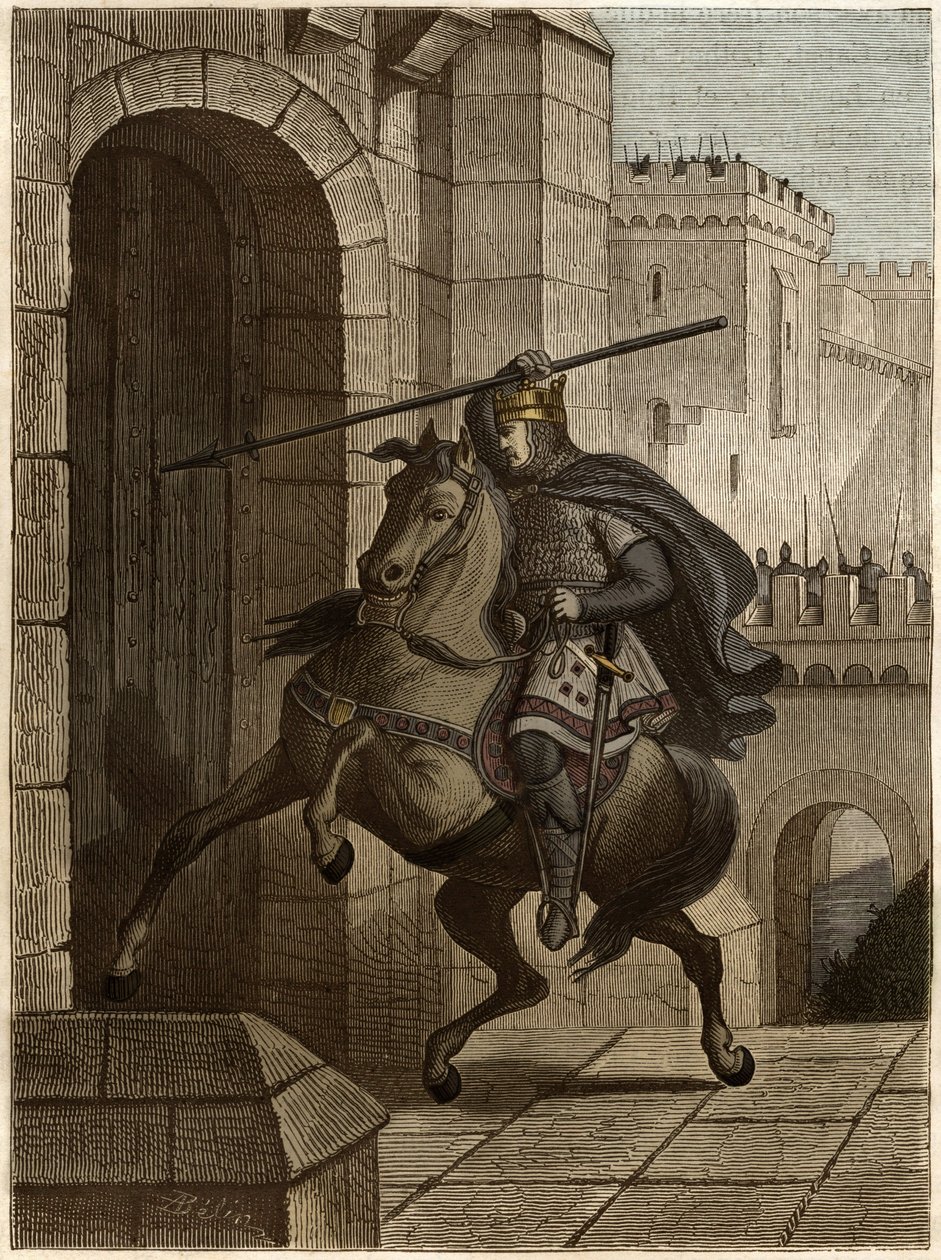 Otto II, Holy Roman Emperor before Paris - Otto II of the Holy Empire, known as the Roux (955-983) irritates not being able to enter Paris (Paris headquarters, 978), walks under the walls of the city to plant his spear in the door by Unknown artist