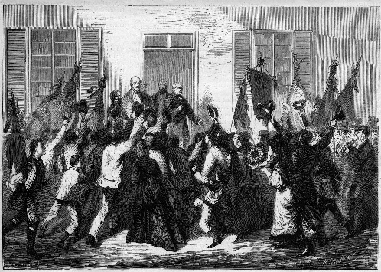 Ovation made to Adolphe Thiers (1797-1877), president of the French Republic by the population of Belfort in 1873. by Unknown artist