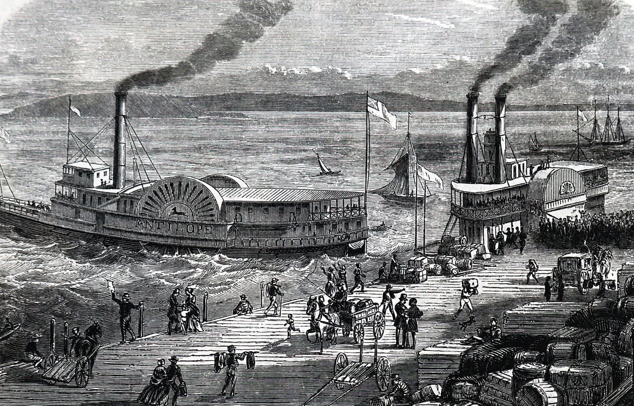 Paddle steamers at the Levee by Unknown artist