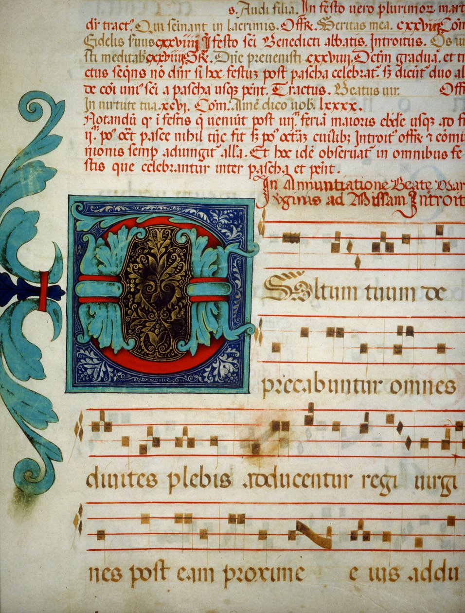 Page illuminated with a code of Gregorian songs by Unknown artist