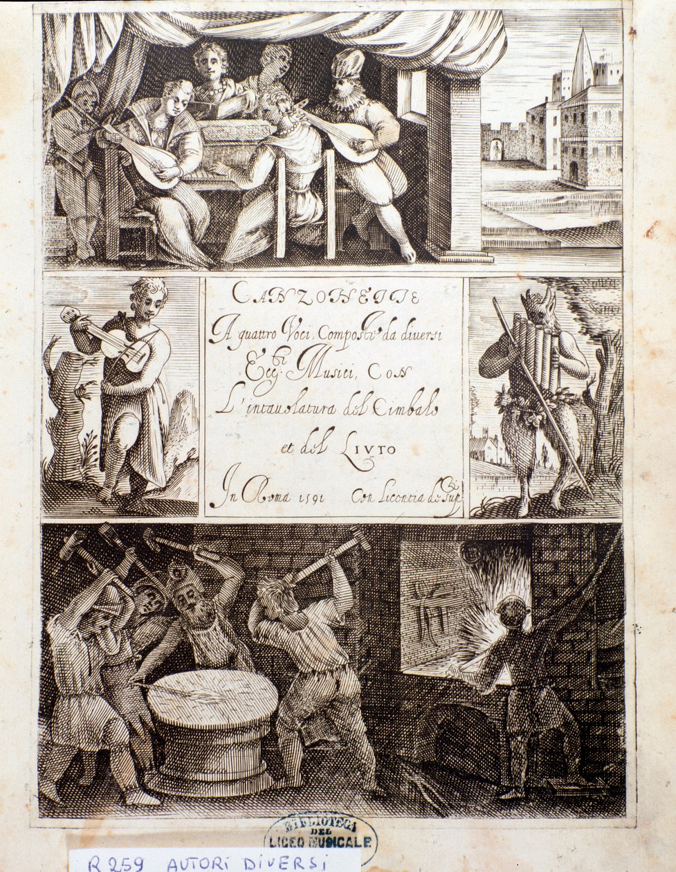 Page of illustrations for various songs by Unknown artist