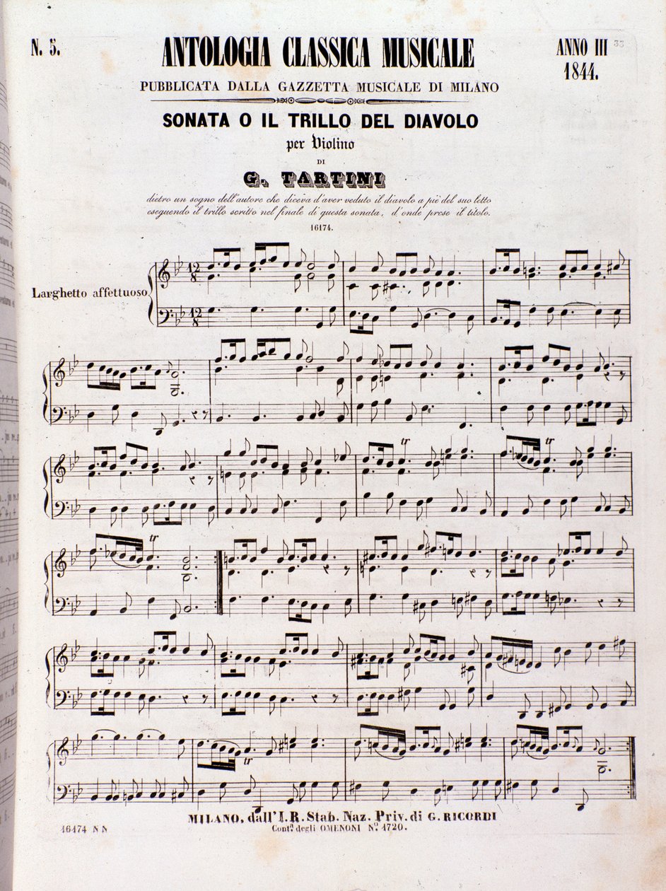 Page of musical score of Devil