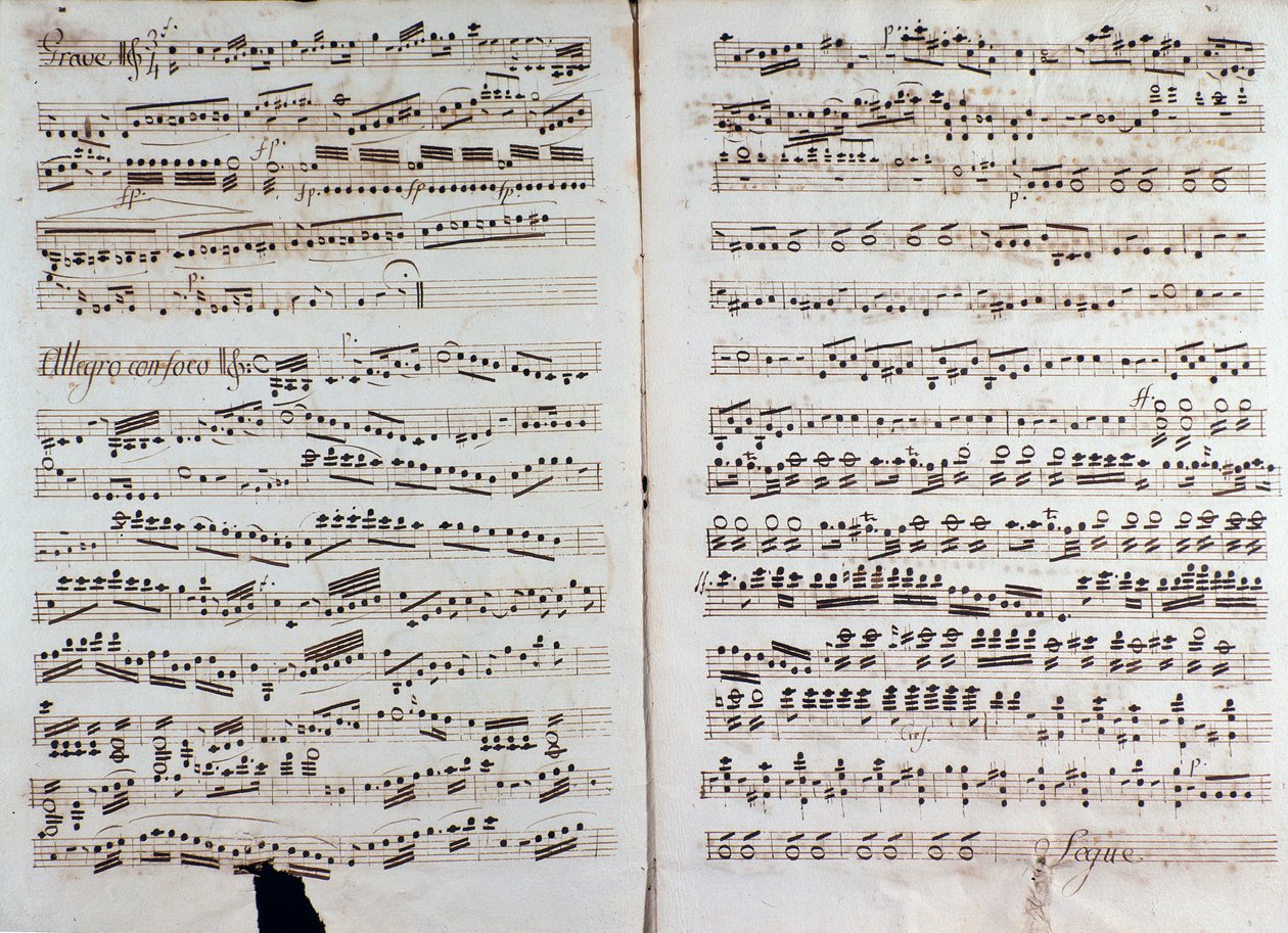 Page of Musical Score of Great Symphony by Christian Cannabich by Unknown artist