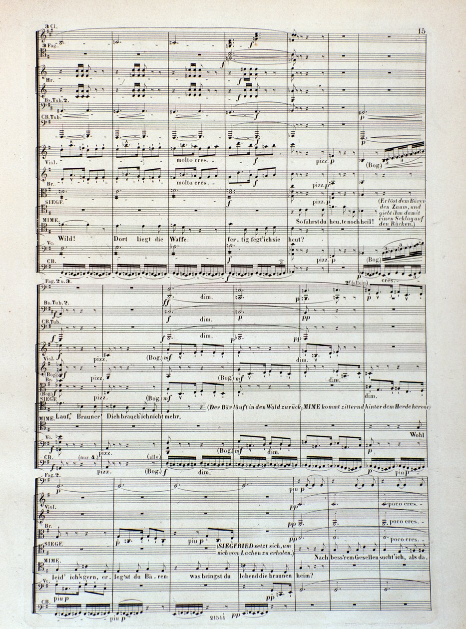 Page of musical score of Siegfried, opera by Wagner by Unknown artist