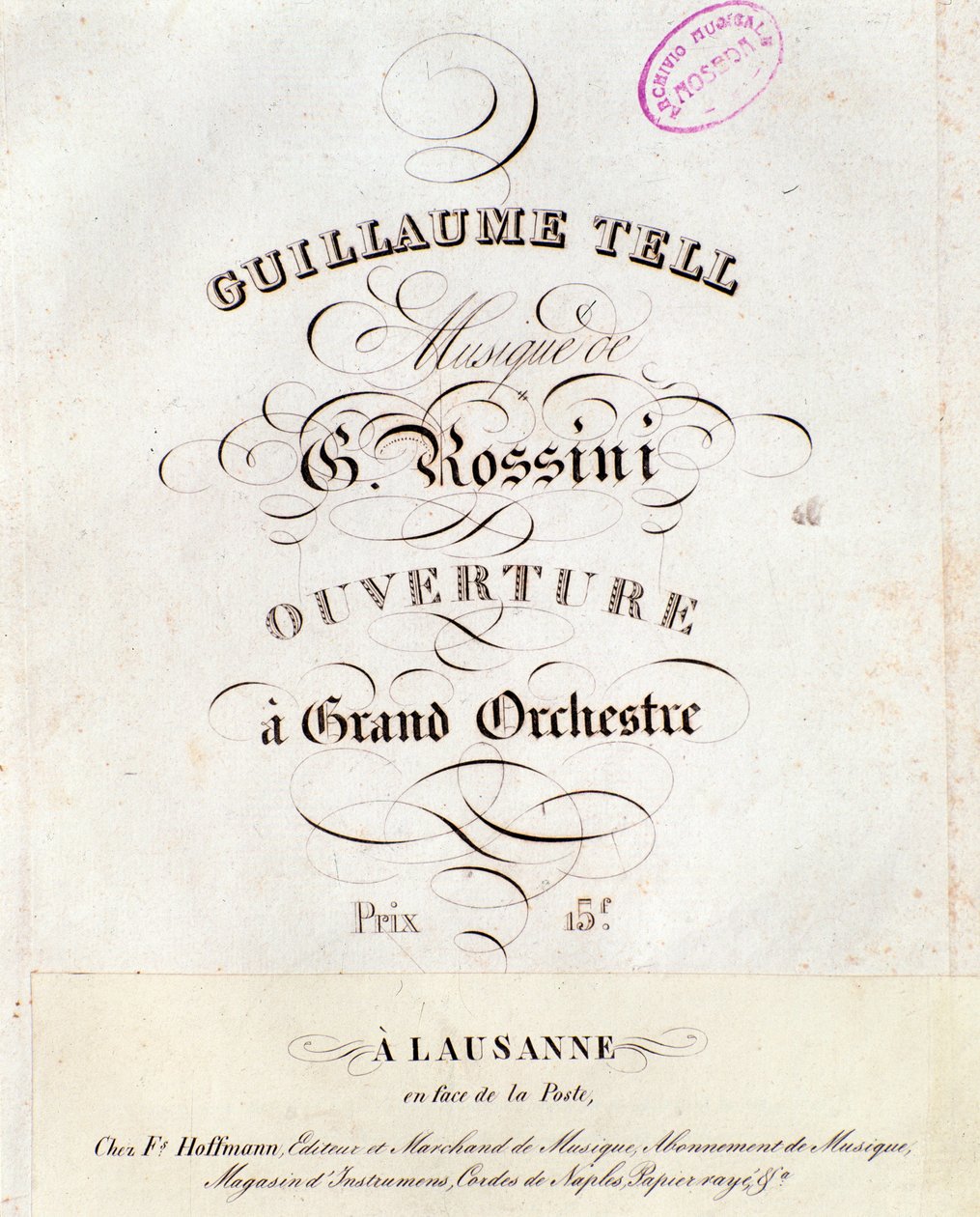 Page of musical score of the overture of William Tell, opera by Gioacchino Rossini by Unknown artist