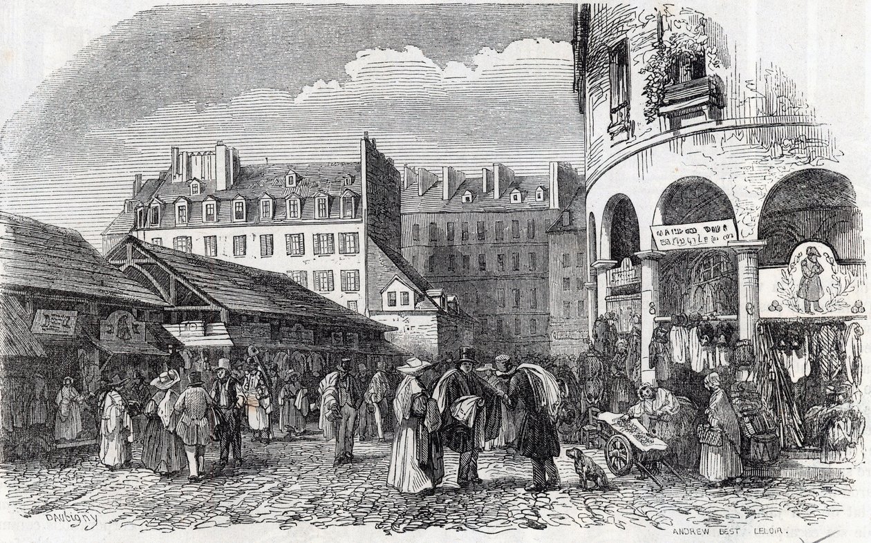 Paris, 3rd arrondissement - La rotunde du Carreau du Temple in Paris in the 19th century - Engraving in Tableau-de-Paris by Edmond Texier by Unknown artist