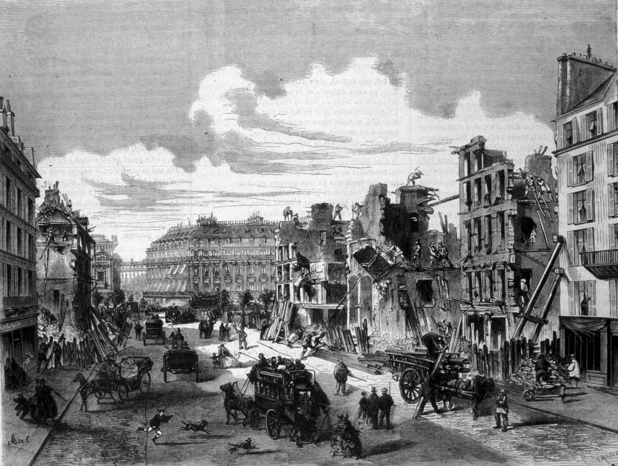 Paris, demolition rue de la Paix for the opening of the rue de Reaumur. 1868. Engraving of the 19th century by Unknown artist