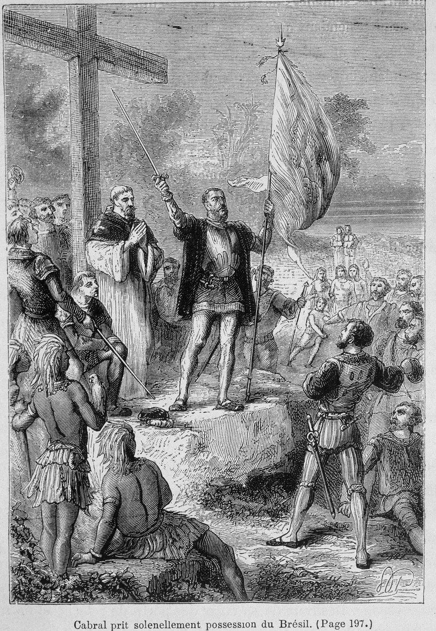 Pedro Alvarez Cabral, Portuguese Navigator Taking Possession of Brazil, Called Terra de Santa Cruz, Around 1500 by Unknown artist