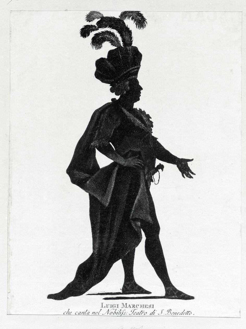 Performance of the Italian castrate Luigi Marchesi (1754 - 1829) also known as Marchesini singing at the theater of San Benedetto. by Unknown artist