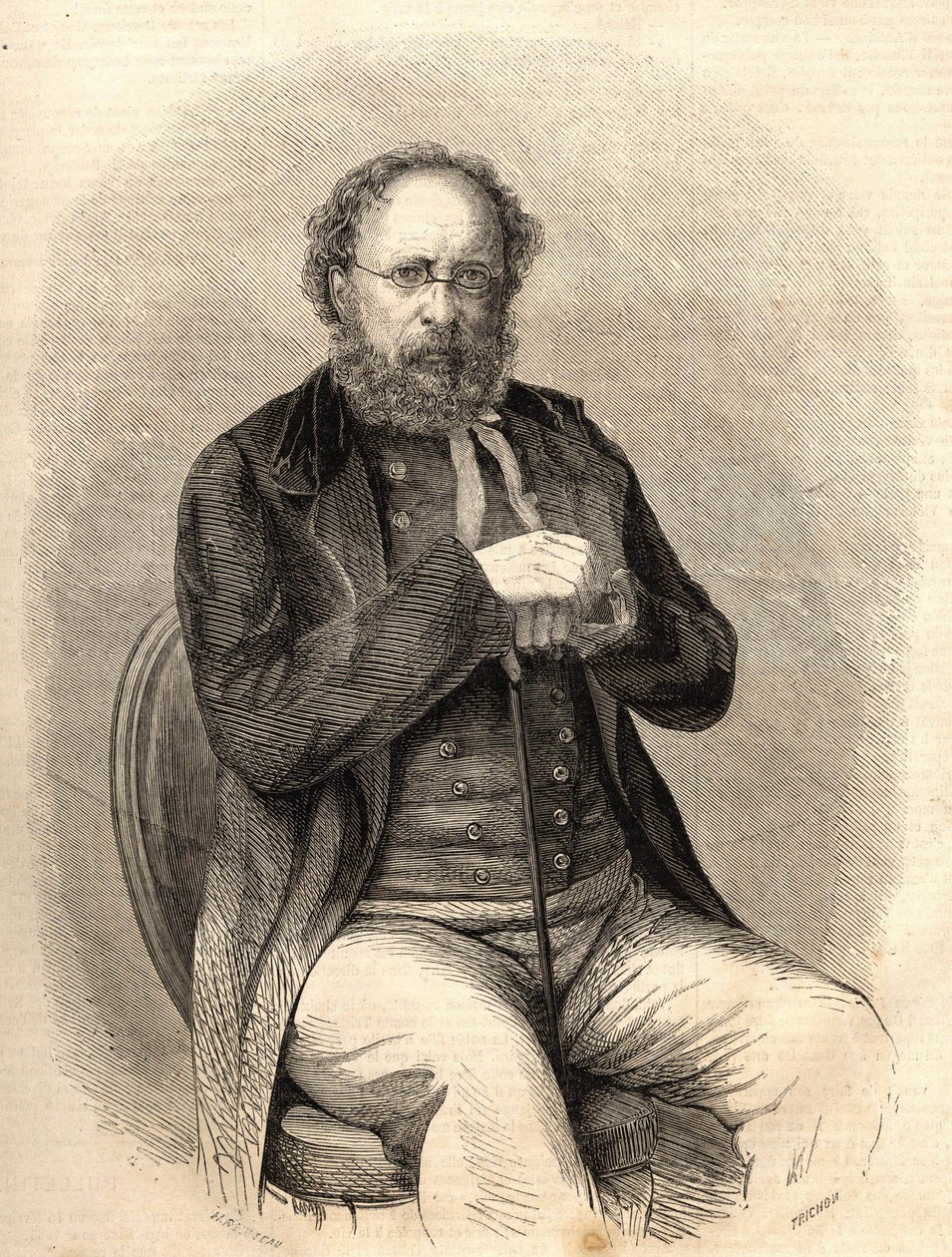 Pierre Joseph Proudhon (1809 - 1865). French Socialist Theorist, Forerunner of Anarchism. Engraving from 1865. Bianchetti Collection by Unknown artist