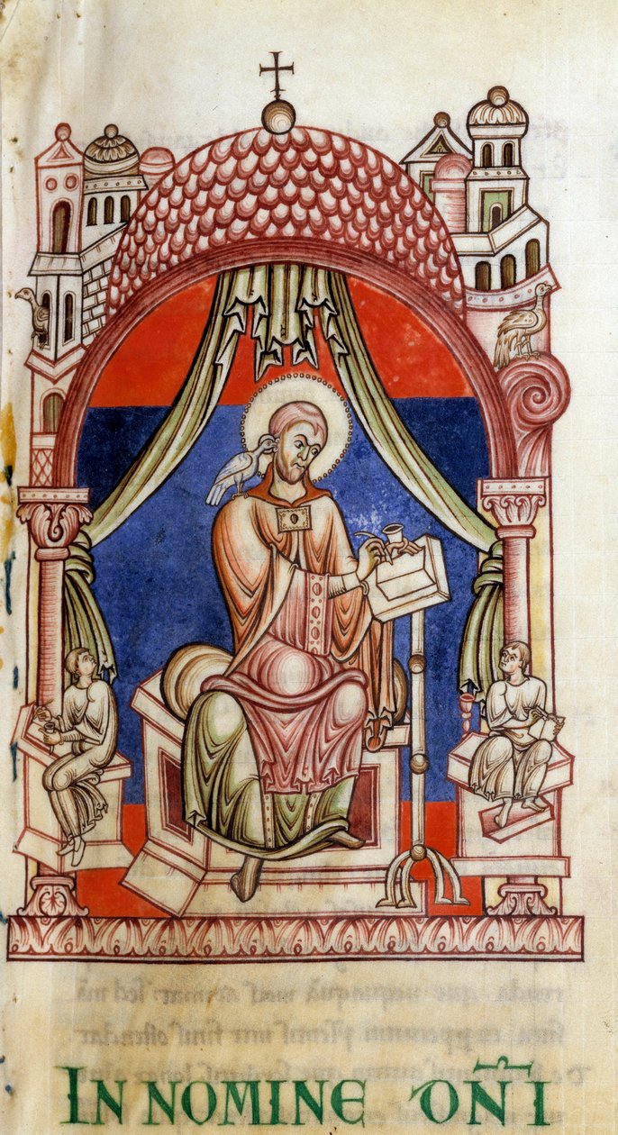 Pope St. Gregory I the Great (540-604) encircled by two