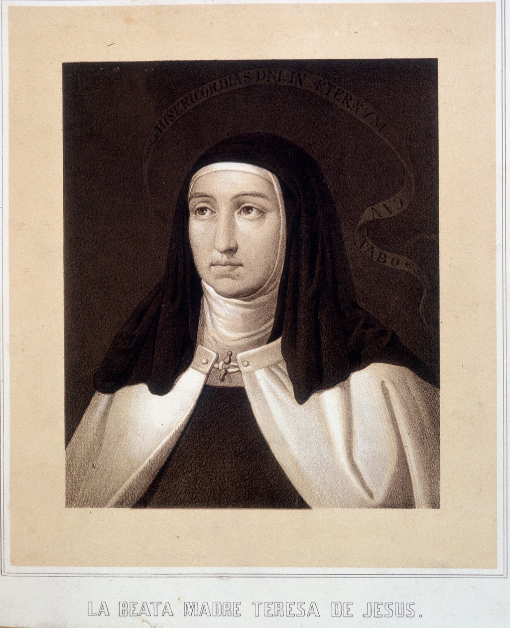 Portrait in bust of Saint Therese of Jesus (or Saint Therese of Avila), engraving by Unknown artist