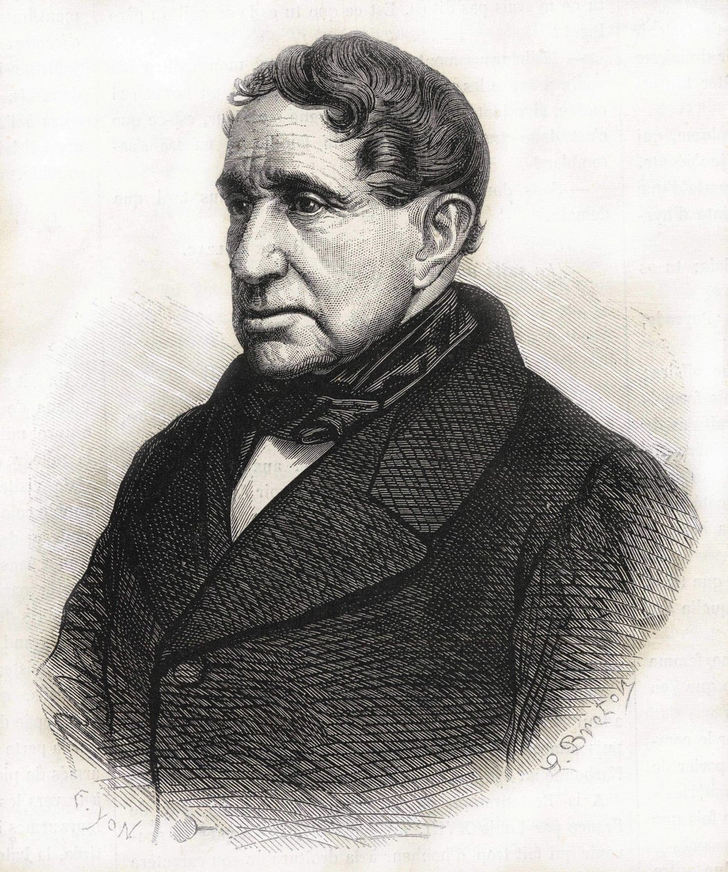 Portrait of Achille Léonce Victor Charles de Broglie (1785 - 1870), Duke of Broglie. Engraving of the 19th century by Unknown artist