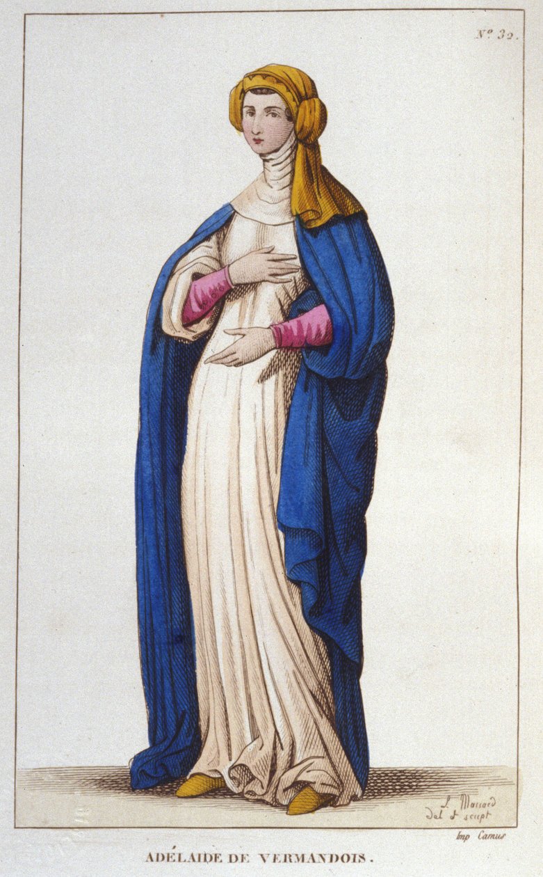 Portrait of Adelaide of Vermandois. Capetians dynasty. Engraving from 1830 by Unknown artist