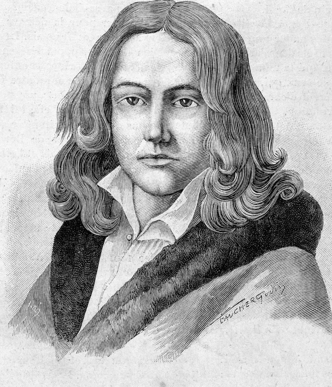 Portrait of Adelbert von Chamisso, German poet and botanist of French nationality - in 