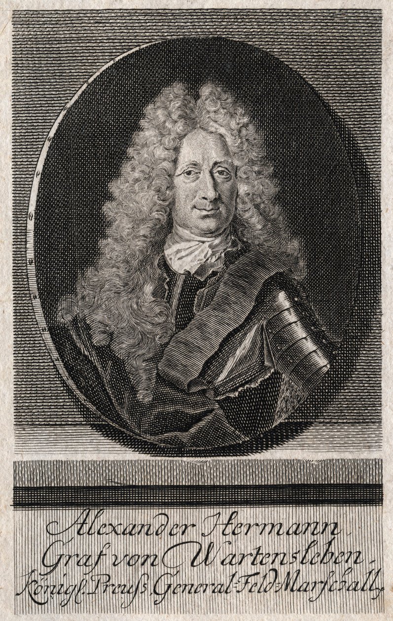 Portrait of Alexander Hermann Graf von Wartensleben (1650-1734) officer in the armies of various German states - engraving by Unknown artist
