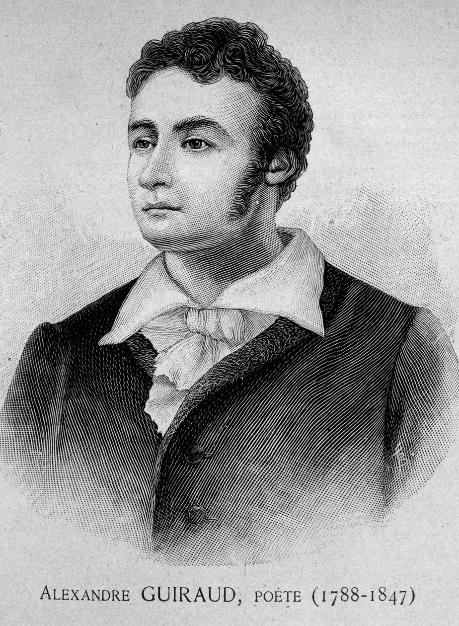 Portrait of Alexandre Guiraud, poet (1788-1847) - engraving, 19th century by Unknown artist