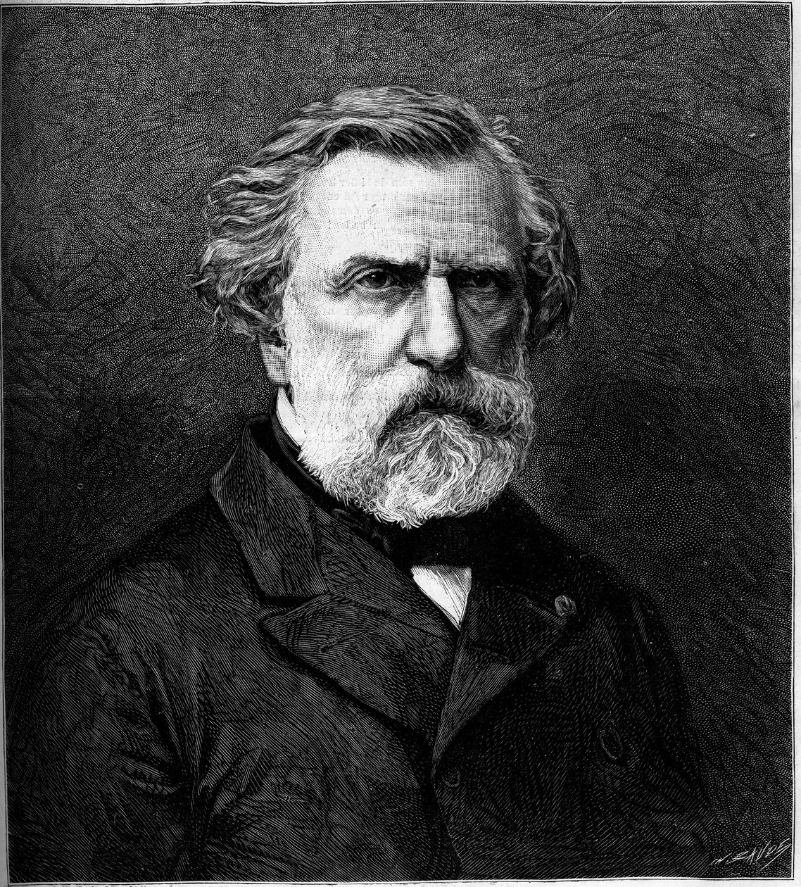 Portrait of Ambroise Thomas, French composer. Engraving in 
