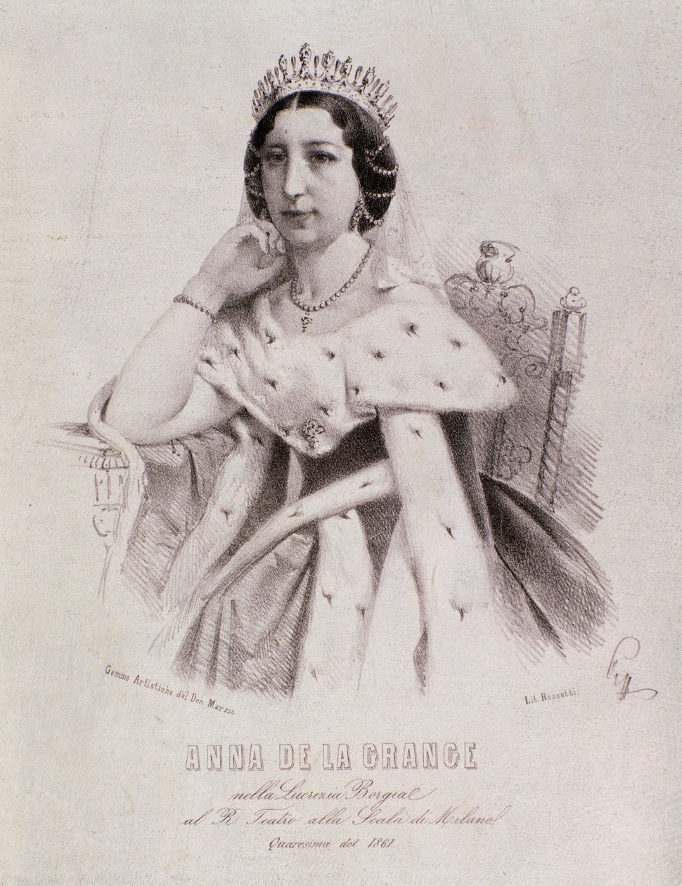 Portrait of Anna de la Grange in Lucrezia Borgia (Engraving) by Unknown artist