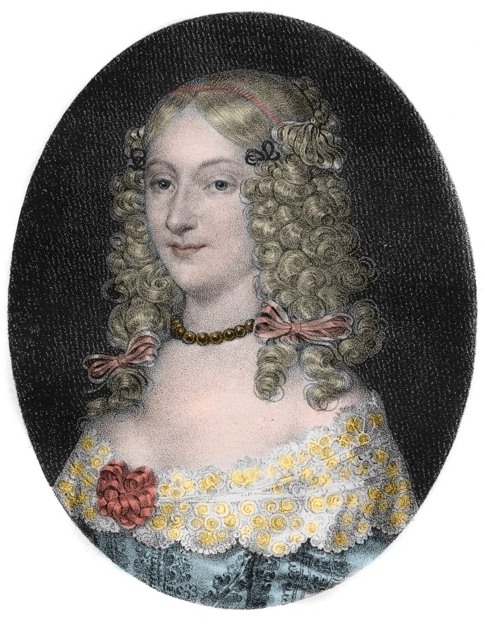 Portrait of Anne-Genevieve de Bourbon-Conde (1619-79), Duchess of Longueville - Engraving of the 19th Century by Unknown artist