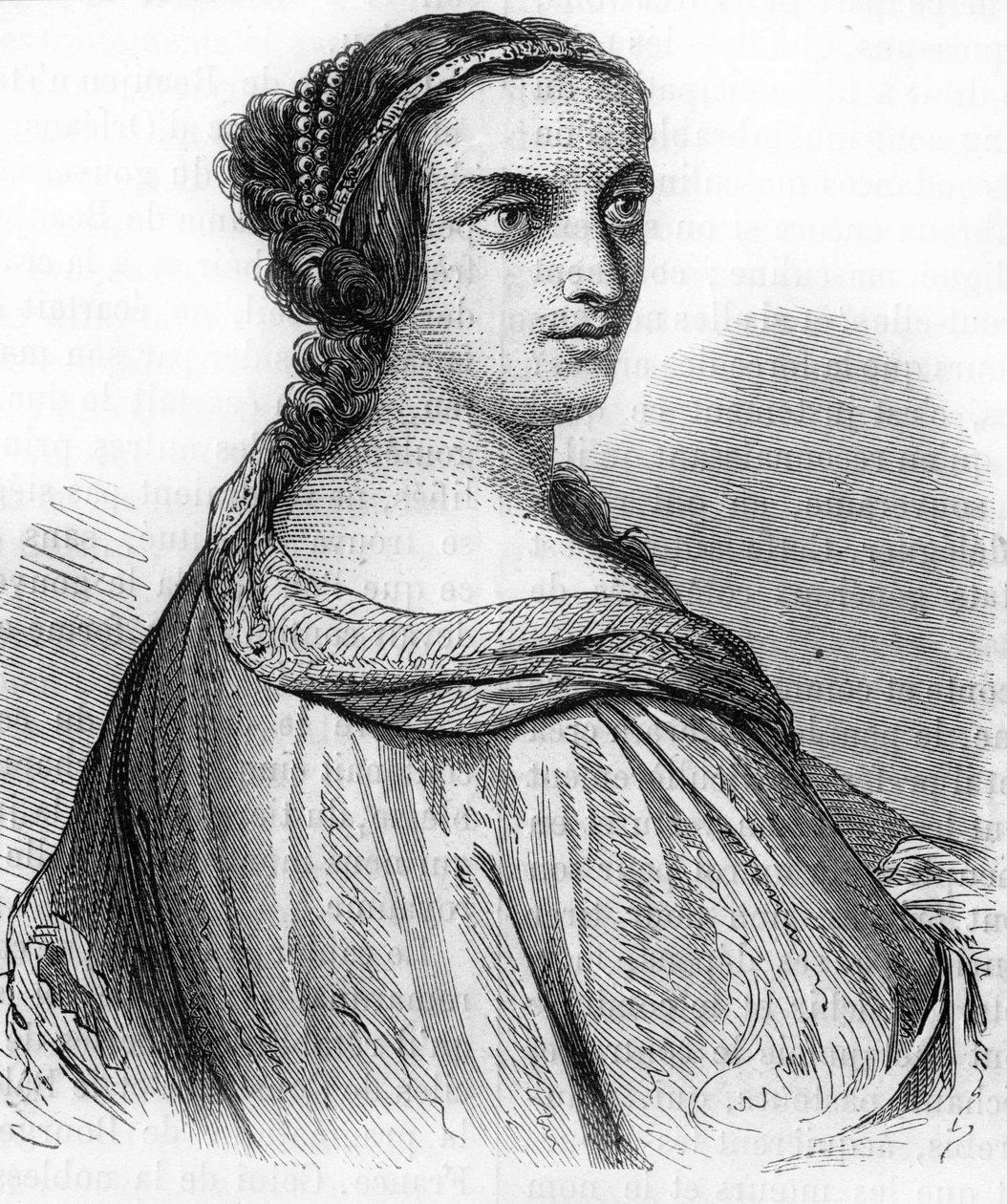 Portrait of Anne de Beaujeu, Anne of France (1462-1522), Duchess of Bourbon, daughter of Louis XI. Engraving of the 19th century by Unknown artist