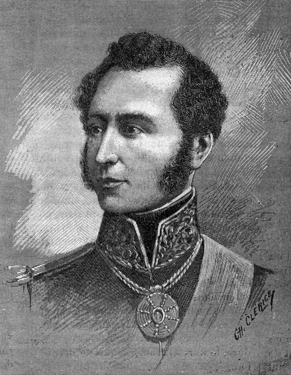 Portrait of Antonio Jose de Sucre - Venezuelan independence leader - engraving by Unknown artist
