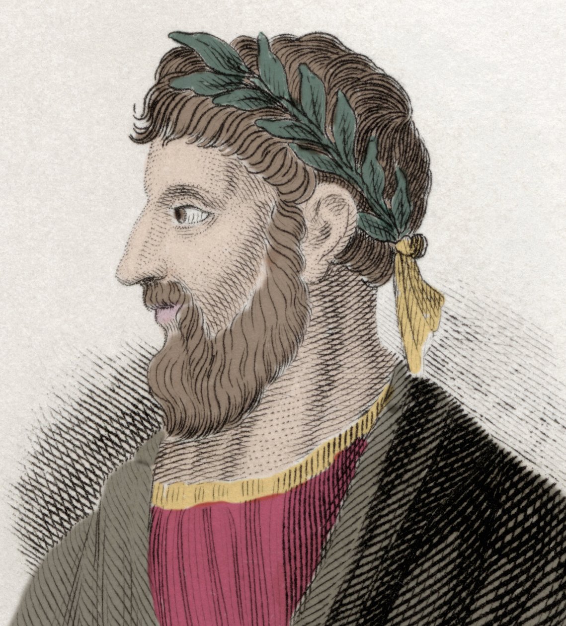 Portrait of Apollonios of Tyana, Greek philosopher. 19th century engraving. by Unknown artist