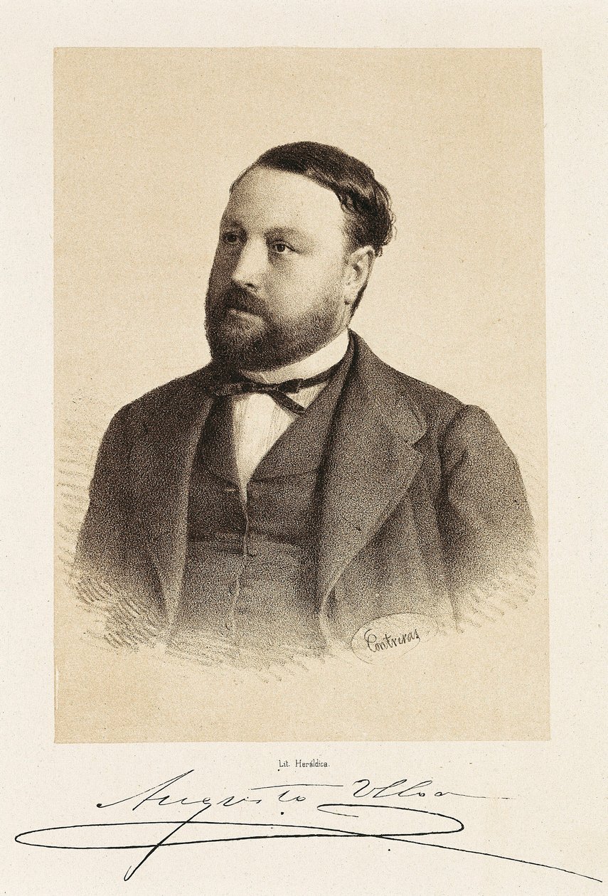 Portrait of Augusto Ulloa, Spanish politician. Engraving by Unknown artist