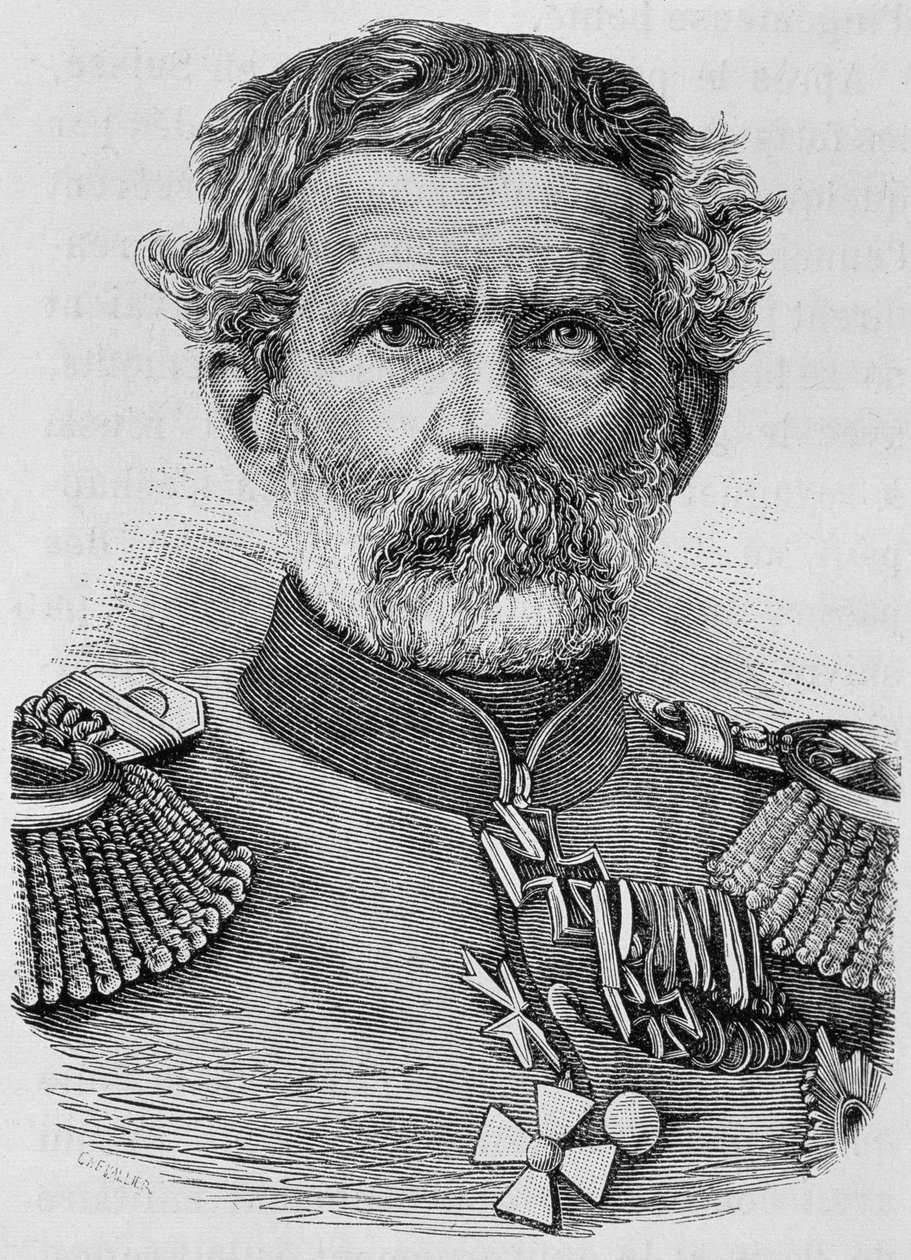 Portrait of Baron von Manteuffel. Engraving in 