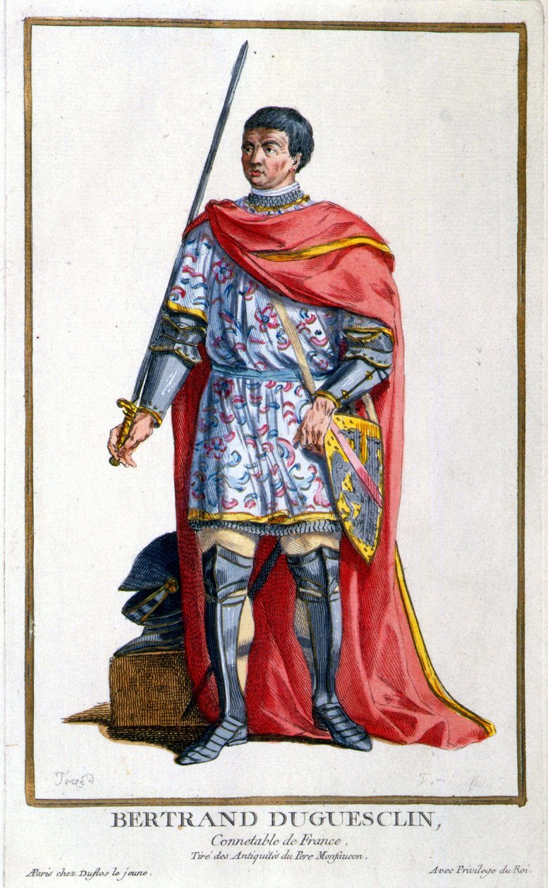 Portrait of Bertrand Duguesclin. 19th century engraving by Unknown artist