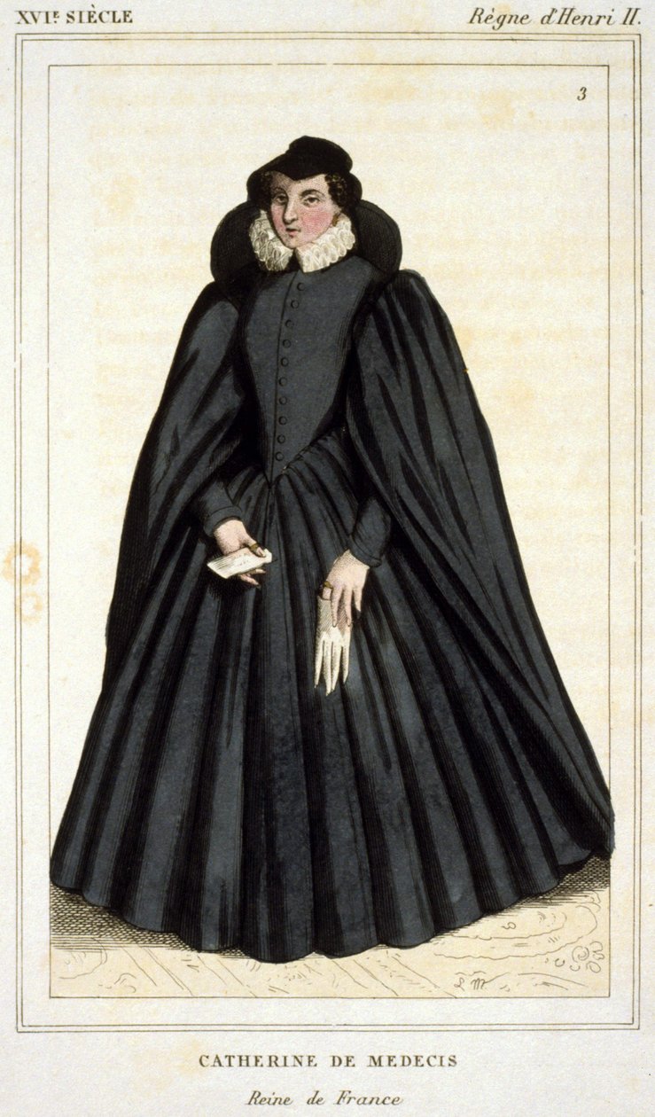 Portrait of Catherine de Medici (1519 - 1589), engraving early 19th century by Unknown artist